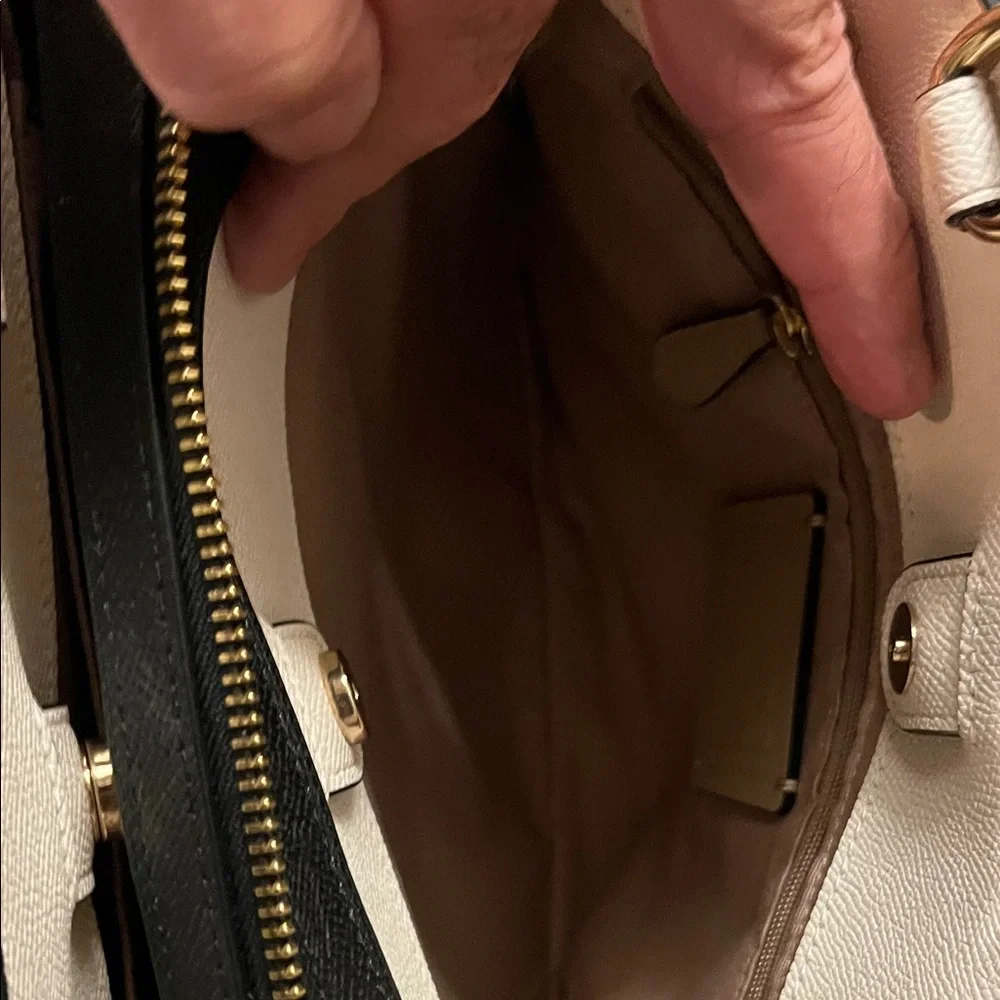 Coach Lillie Satchel in Colorblock Black Tan Chalk Carryall